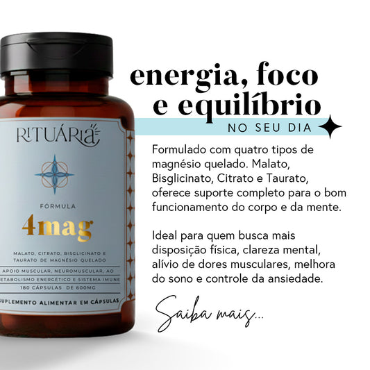 Fórmula 4Mag (Magnésio) - 90 dias (180 cápsulas)