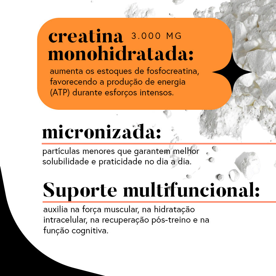 Creatina 100% Pura (Micronizada e Monohidratada) | 300 g | 100 doses
