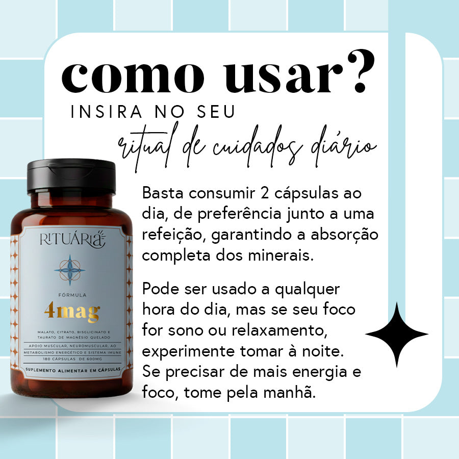 Fórmula 4Mag (Magnésio) - 90 dias (180 cápsulas)