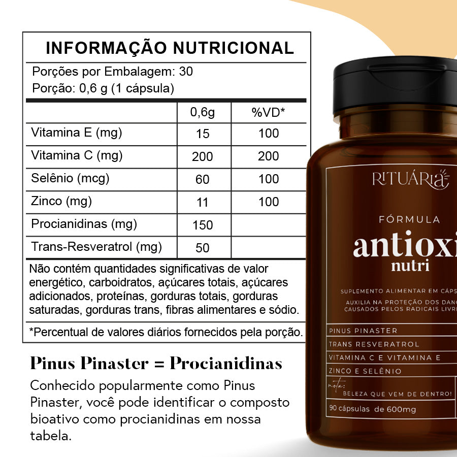 Fórmula Antioxi Nutri - Protetor Solar Oral - 30 cápsulas