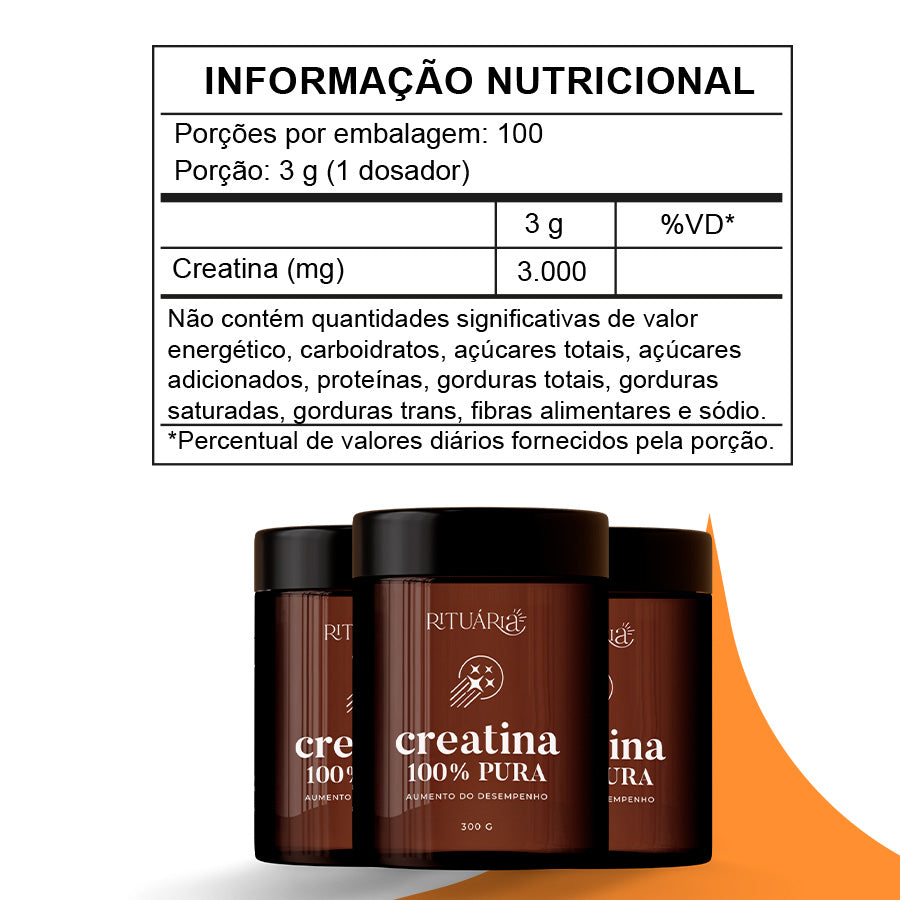Creatina 100% Pura (Micronizada e Monohidratada) | 300 g | 100 doses